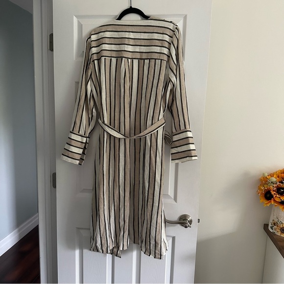 Size L CbyOne Linen Blend Belted Cover Up Kimono Cardigan - Picture 2 of 6